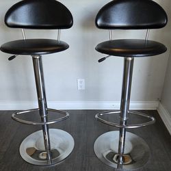 Adjustable Bar Stools (Set of 2) – Black & Chrome