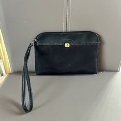 Black Wristlet Zip Closure Multicolor Lining Wrist Strap for Women