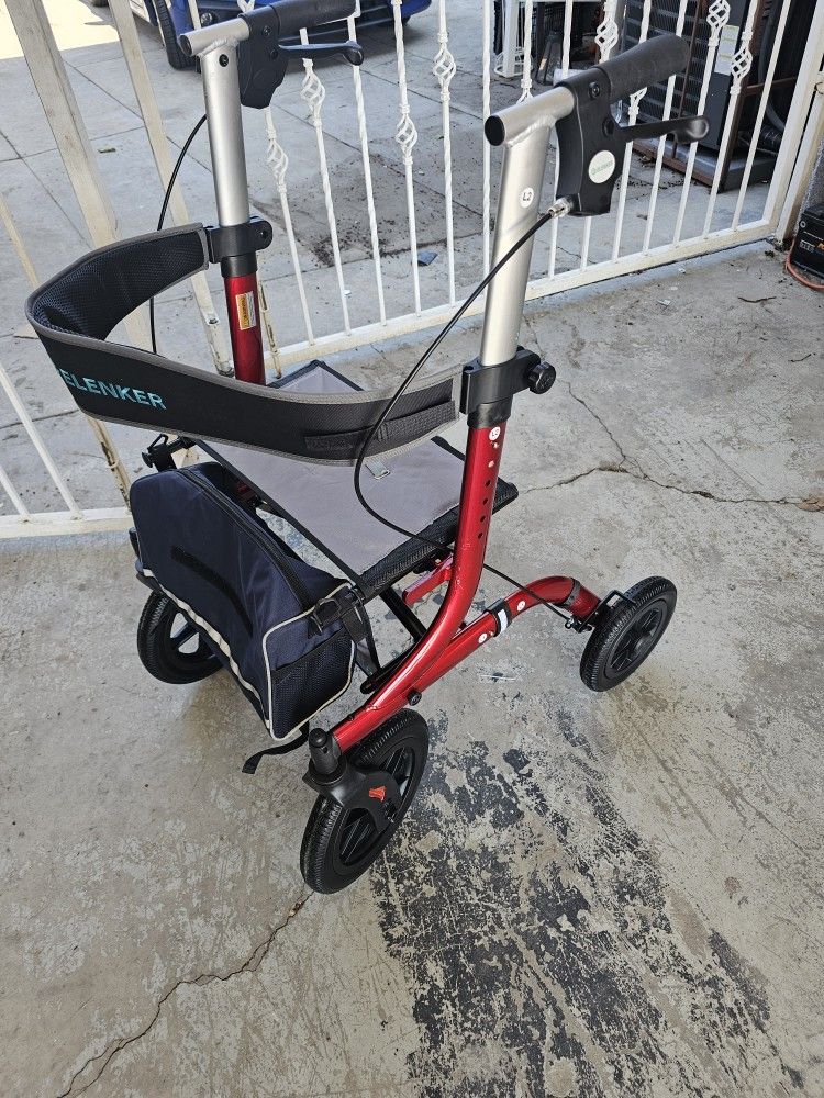 New ELENKER All-Terrain Rollator Walker with Non-Pneumatic Tire 12” Front Rubber Wheels. Supports up to 300 lbs. Retails $180 With Taxes On Amzn!