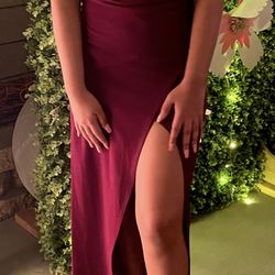 red wine long formal dress