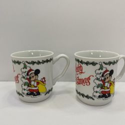 Vintage Disneyland Christmas Mugs 