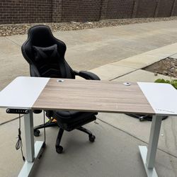 Electric Standing Desk With Gaming Chair