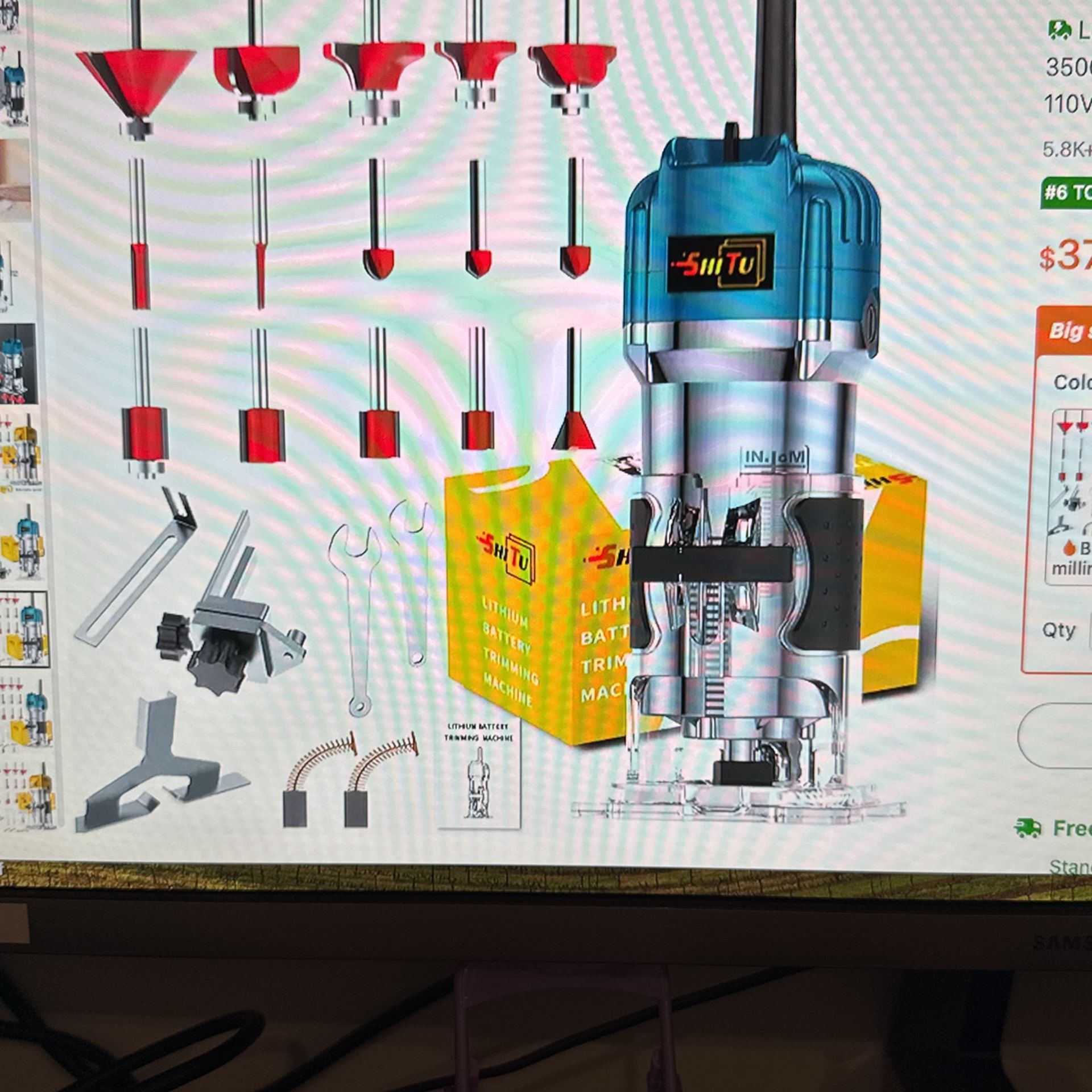 New Wood Router With 15 Bits In Wooden Box