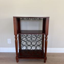 Small Wine Rack Cabinet w/ Glass Holder – Wood Bar Storage
