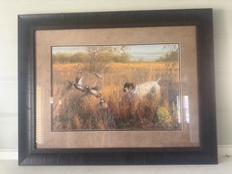 James Hautman Signed & Numbered Bobwhite Quail and Pointer Print (48/500), Large Framed