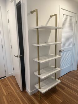 Nathan James Theo 5-Shelf Bookshelf - White & Gold