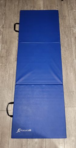 PROSOURCEFIT Tri-Fold Folding Gymnastics Mat 6' × 2' for Exercise, Blue