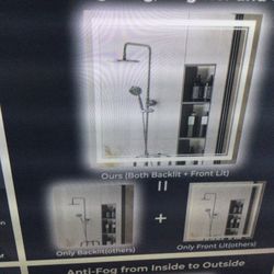 AWANDEE HOME BACK + FRONT LIGHTED VANITY MIRROR FOR BATHROOM 36 X 30 INCH