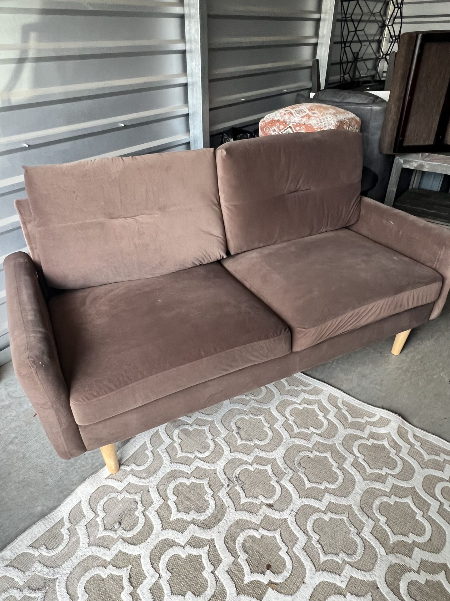 Brown Velvet Loveseat Couch