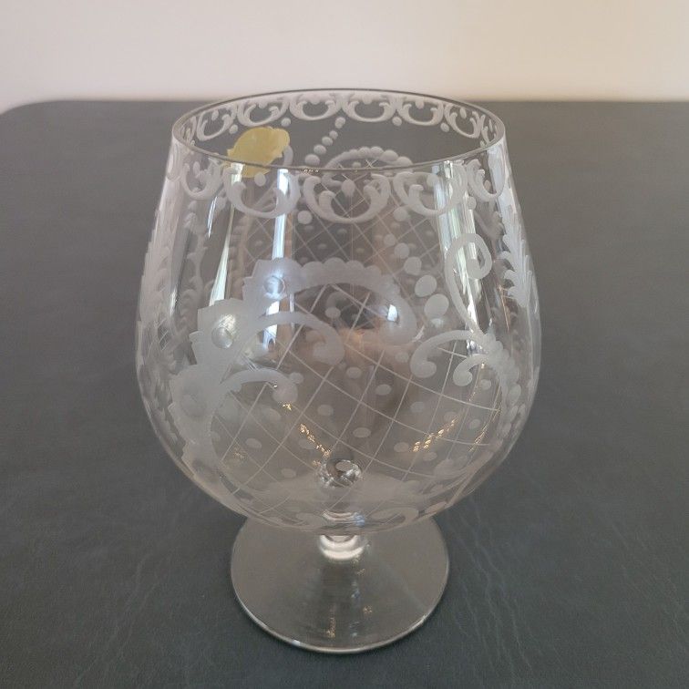 Etched Large Brandy/Cognac Snifter - 6" Tall