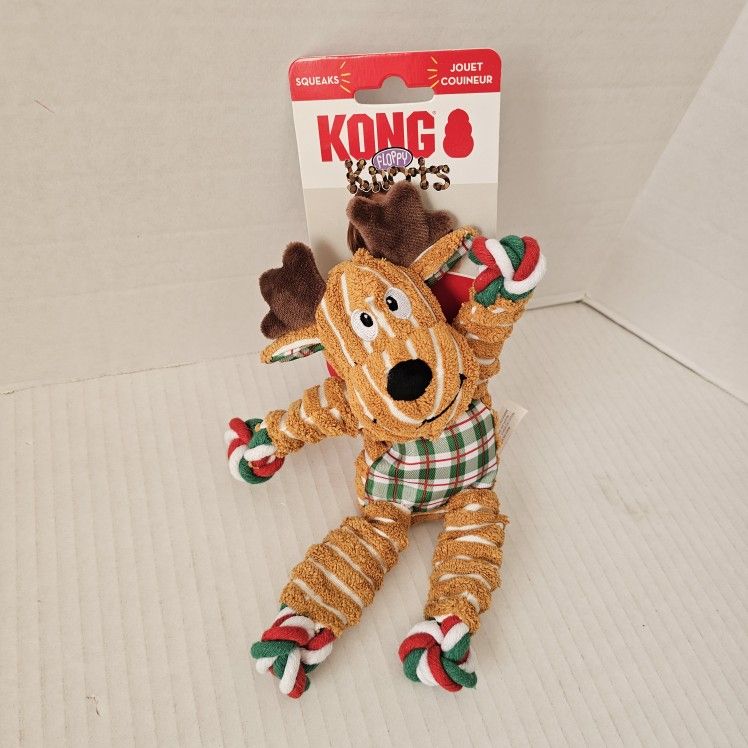 Kong Holiday Floppy Knots Reindeer Dog Toy NEW