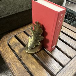 Vintage Brass Oak Leaf Bookends
