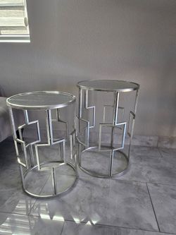 Silver end table set of 2