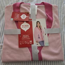 Nutcracker pink cardigan size large new with tag