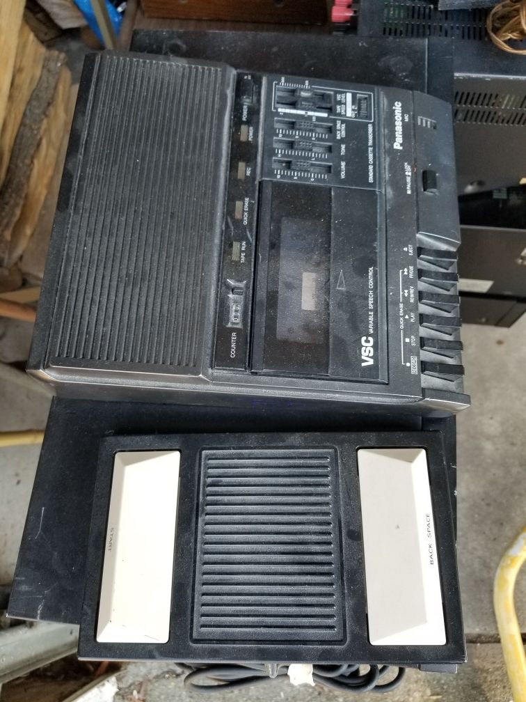 Panasonic transcriber cassette tape deck with foot pedal