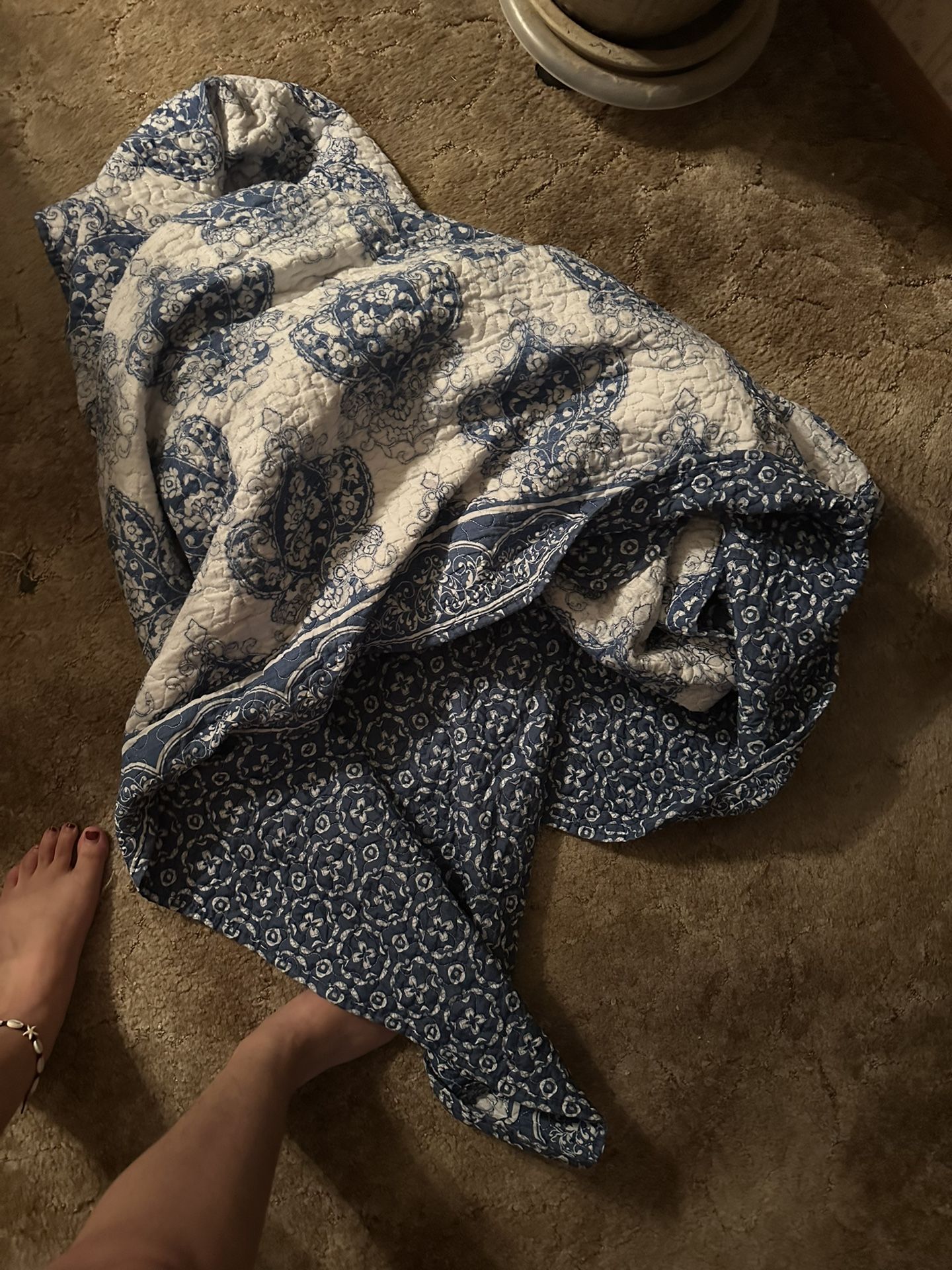 Blue And White King Quilt