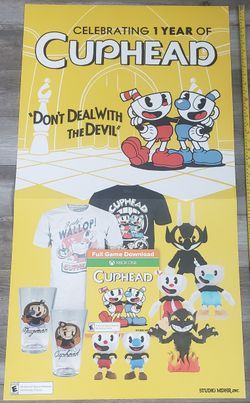Cuphead poster! Large ~22" inches wide x 44.5" inches tall