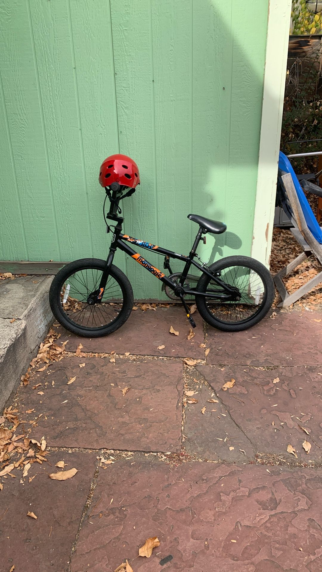 Kids Mongoose BMX Bicycle & Helmet For 5-9 Years Old
