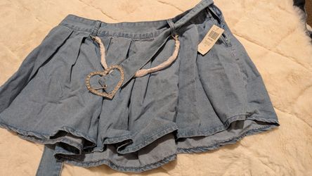 Denim Mini Skirt With Heart Belt