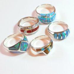 $300/all! Awesome All 925 Sterling Silver Inlay Navajo Made Rings Collection 