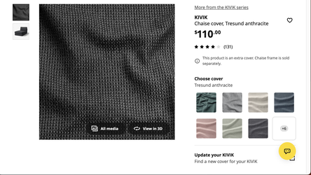 KIVIK Chaise Cover - Black (Tresund Anthracite)