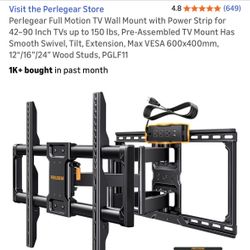 Full Motion Tv Mount W Power Strip 