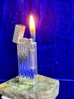 Vintage Bamboo Silver Dunhill Lighter Mint Condition Works 1 Year Warranty