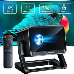[Electric Focus/Auto Correction] Projector with WiFi and Bluetooth, 4K Support Native 1080P WiFi 6, Portable Outdoor Projector with 360° Stand, Compat