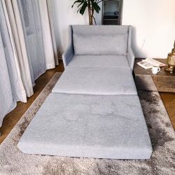 Comfortable Gray Loveseat Foldable Mattress Armless Sofa Bed with Pillow (Read the info first)