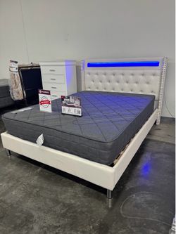 New Queen bed frame with mattress