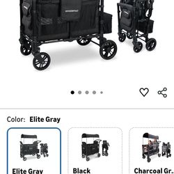 WONDERFOLD W2 Elite Stroller Wagon (2 Seater) - Collapsible Wagon Stroller with Seats with 5-Point Harnesses, Adjustable Push Handle, and Adjustable S