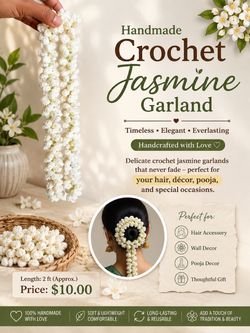 Handmade Crochet Jasmine Garland