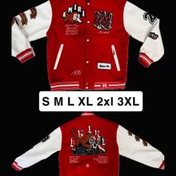 Red And White Amiri varsity jackets