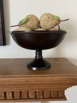 Bronze Bowl with Beaded Pears 