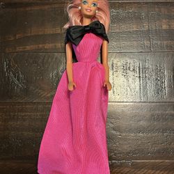 Barbie Doll Stamped 1966 With Outfit Pink Jacket And Skirt With Checkered Top