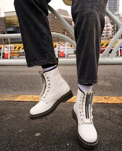 Dr Martens 1460 DOUBLE ZIP LEATHER LACE UP BOOTS