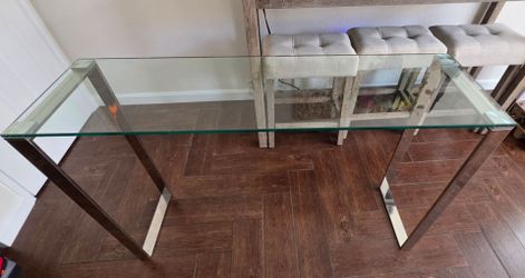 Glass Table with silver legs