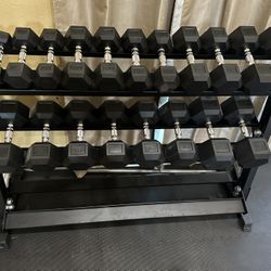5-50lbs Dumbbells w/Rack 