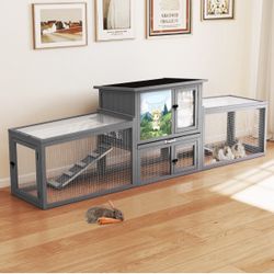 New COZIWOW Insulated Outdoor/Indoor Wood Rabbit hutch Cage Gray 