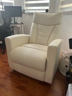White leather rocking chair