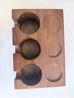Wooden Coffee Filter Tamper Holder, 6 Holes Espresso Tamper Mat Stand, Non-Slip Walnut Coffee Tamp Mat, Espresso Machine Accessories, Portafilter Stan