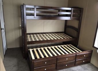 Triple bunkbed with storage drawers