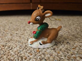 Rudolph The Red Nosed Reindeer With Wreath Christmas Ornament