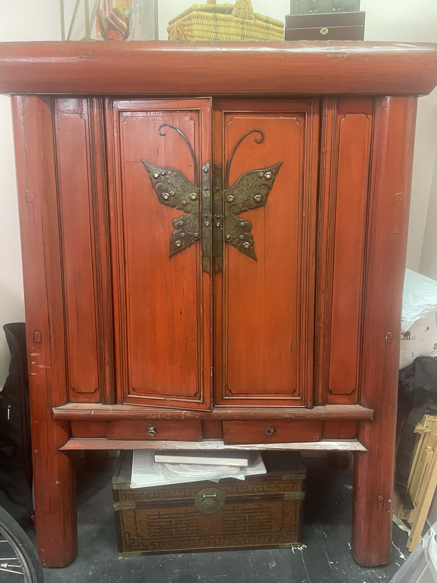 19th Century Antique Butterfly Armoire 