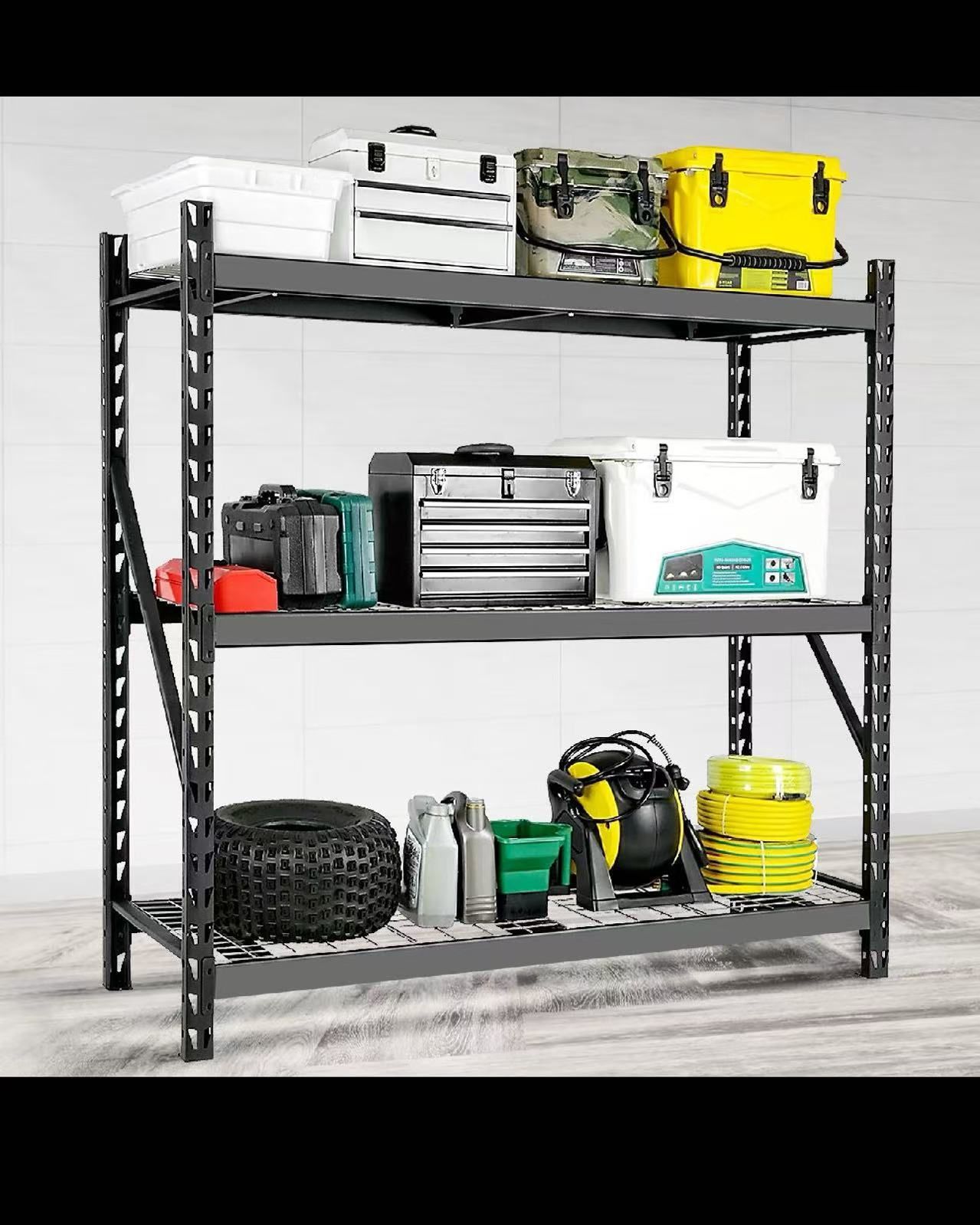 Garage Shelving Heavy Duty 72"H x 77"L, 6000LBS Capacity, Adjustable 3 Tier Metal Shelving for Garage Storage, Easy Assembly, Black $ 330