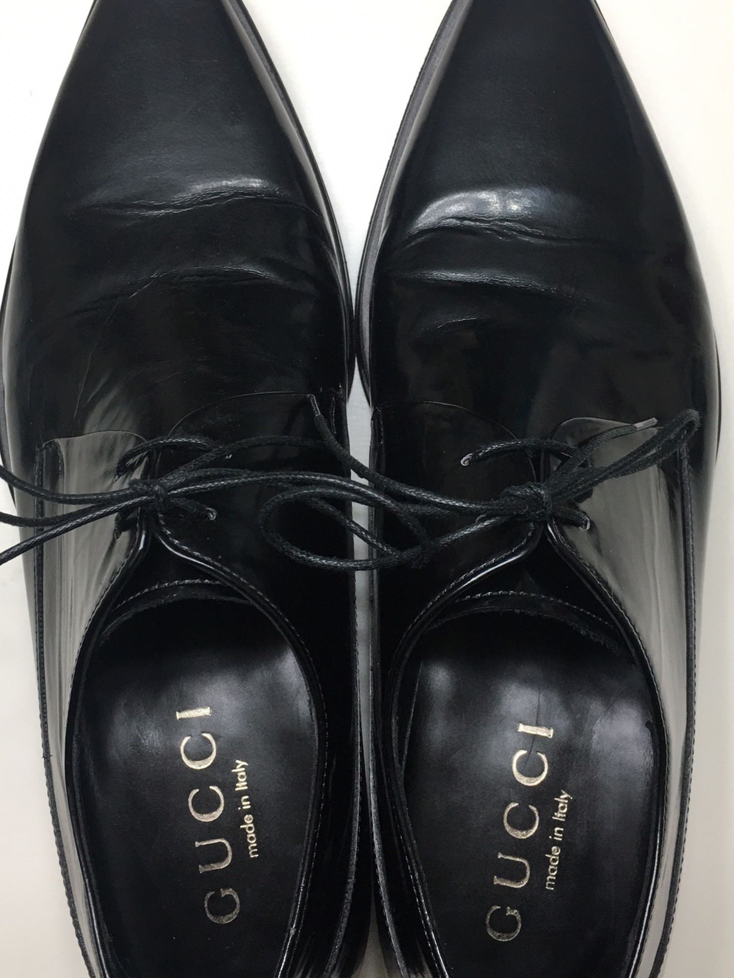 Gucci Black Leather Oxford Dress Shoes Made In Italy 8.5D