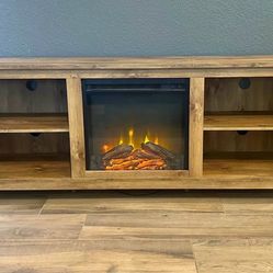 Walker Edison 70” TV Stand w/ Electric Fireplace and Heater – Fits up to 80” TV