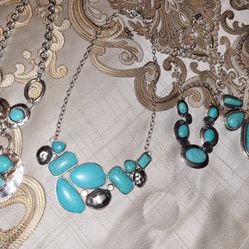 New Faux Silver Turquoise Designer Necklaces