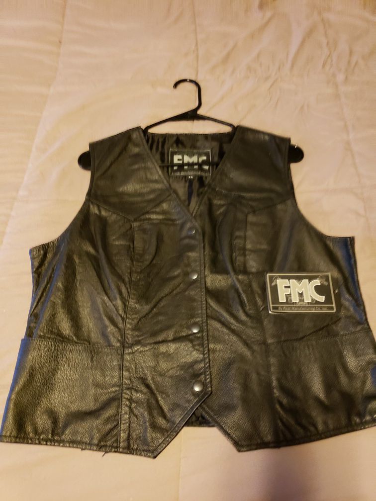 New leather motorcycle vest