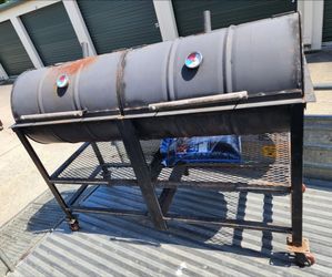 Double Barrel Grill | Heavy Duty Two 55-Gallon BBQ Smoker with Wheels
